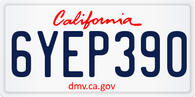 CA license plate 6YEP390