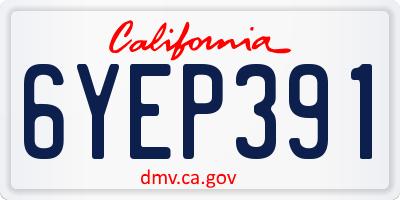 CA license plate 6YEP391