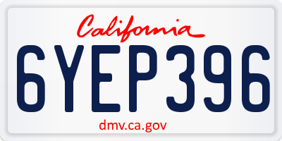 CA license plate 6YEP396