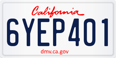 CA license plate 6YEP401