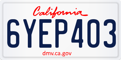 CA license plate 6YEP403
