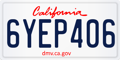 CA license plate 6YEP406