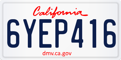 CA license plate 6YEP416