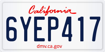 CA license plate 6YEP417
