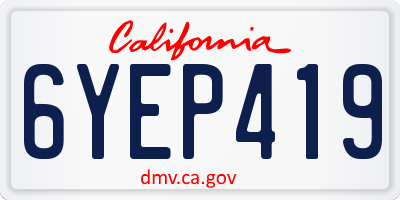 CA license plate 6YEP419