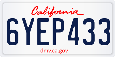 CA license plate 6YEP433
