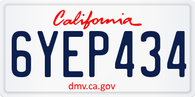 CA license plate 6YEP434