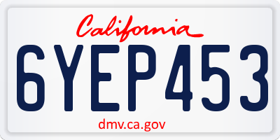 CA license plate 6YEP453