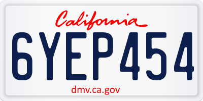 CA license plate 6YEP454