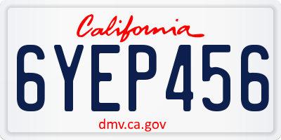 CA license plate 6YEP456