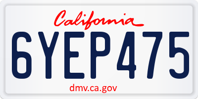 CA license plate 6YEP475