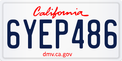 CA license plate 6YEP486