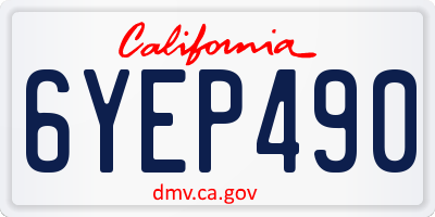 CA license plate 6YEP490