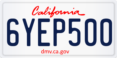 CA license plate 6YEP500