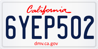 CA license plate 6YEP502