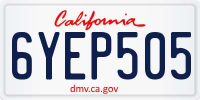 CA license plate 6YEP505