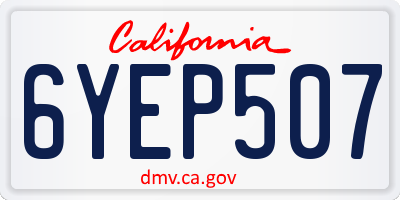 CA license plate 6YEP507