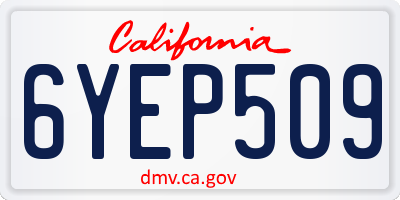CA license plate 6YEP509