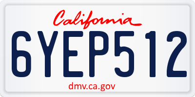 CA license plate 6YEP512