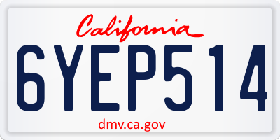 CA license plate 6YEP514