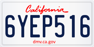 CA license plate 6YEP516