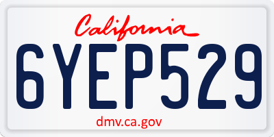 CA license plate 6YEP529