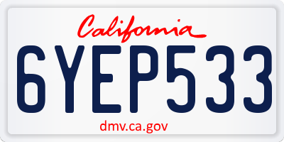CA license plate 6YEP533