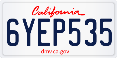 CA license plate 6YEP535