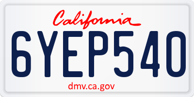 CA license plate 6YEP540