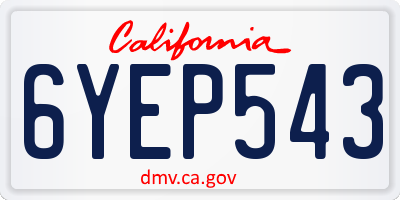 CA license plate 6YEP543