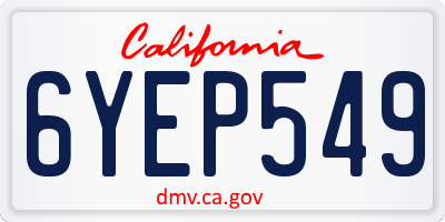 CA license plate 6YEP549