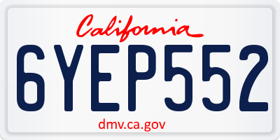 CA license plate 6YEP552