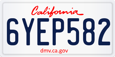 CA license plate 6YEP582