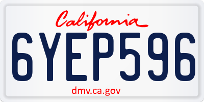 CA license plate 6YEP596