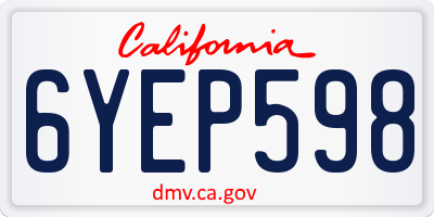CA license plate 6YEP598