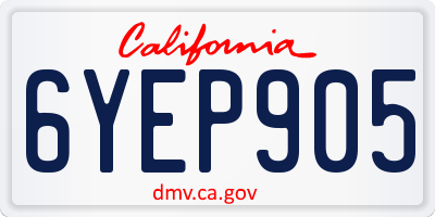 CA license plate 6YEP905