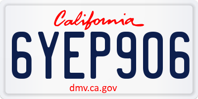 CA license plate 6YEP906