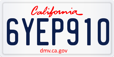 CA license plate 6YEP910