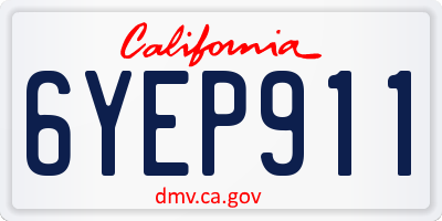 CA license plate 6YEP911