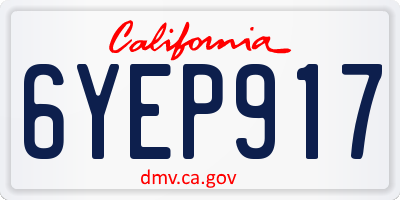 CA license plate 6YEP917