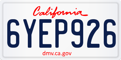 CA license plate 6YEP926