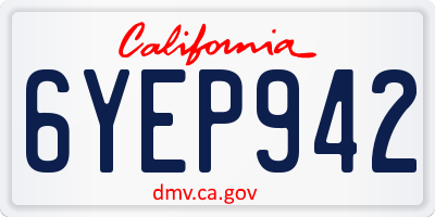 CA license plate 6YEP942