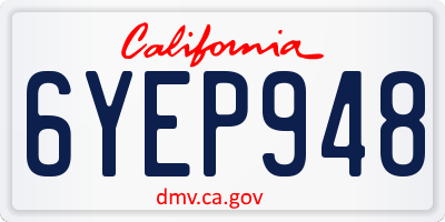 CA license plate 6YEP948