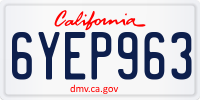 CA license plate 6YEP963