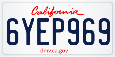 CA license plate 6YEP969