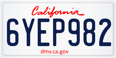 CA license plate 6YEP982
