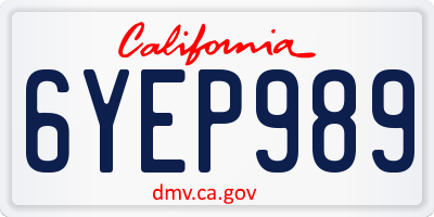 CA license plate 6YEP989