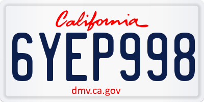 CA license plate 6YEP998