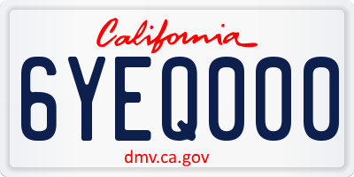 CA license plate 6YEQ000