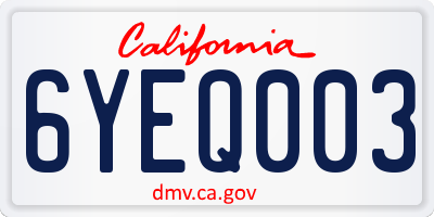 CA license plate 6YEQ003
